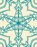 Teal Sunburst Faces Ivory Tile Rug