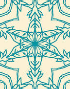 Teal Sunburst Faces Ivory Tile Rug