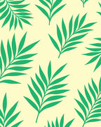 Green Leaf Pattern With Yellow Background Rug