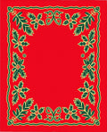 Crimson Green Floral Vine Border Rug
