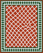 Terracotta Lattice Bordered Geometric Design Rug