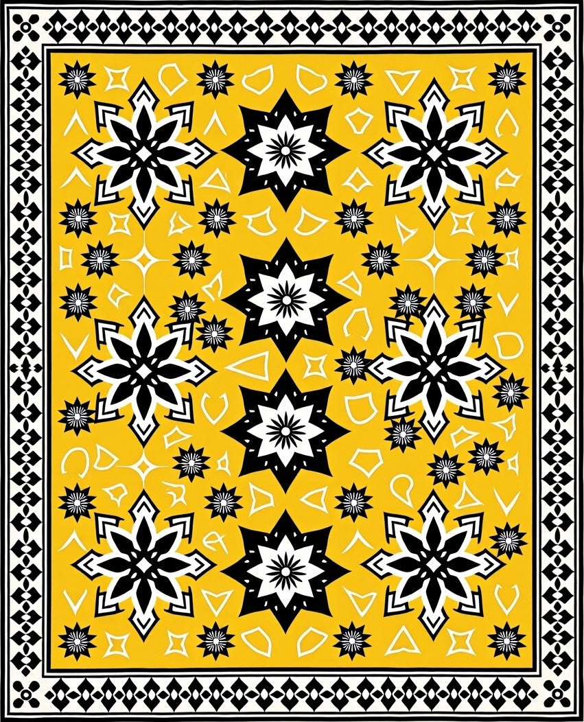 Bold Starburst Geometric Pattern Rug