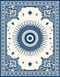 Classic Sunburst Ornamental Blue Pattern Rug