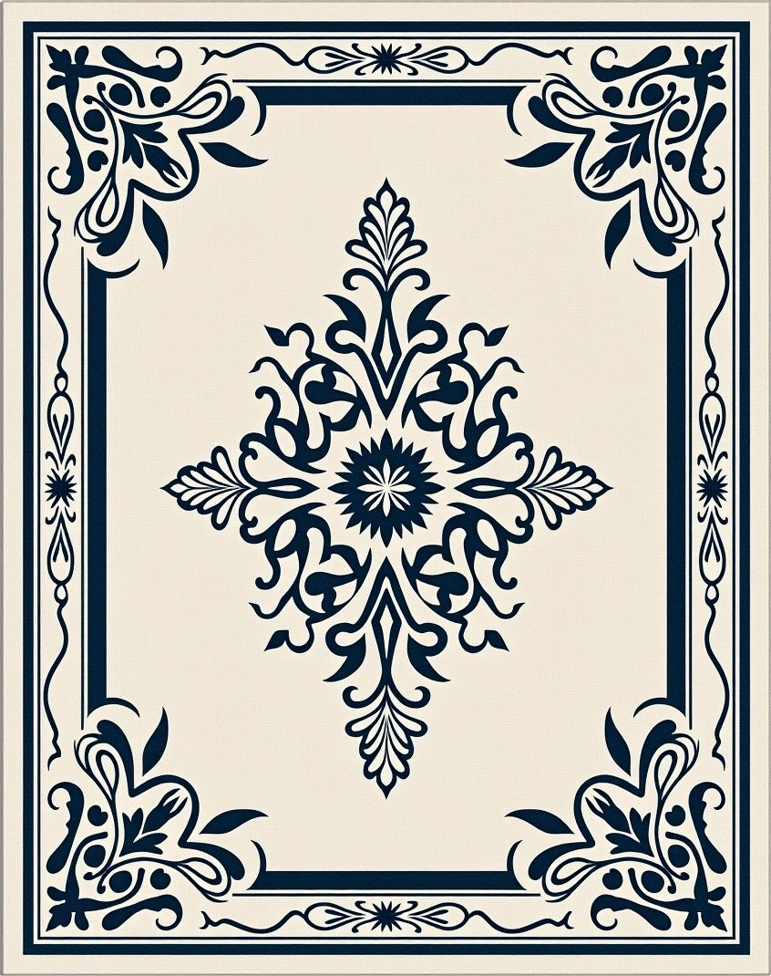 Classic Floral Medallion Frame Pattern Rug