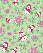 Pink Snowman With Flowers And Leaves Rug
