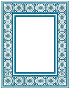 Classic Teal Floral Border Design Rug