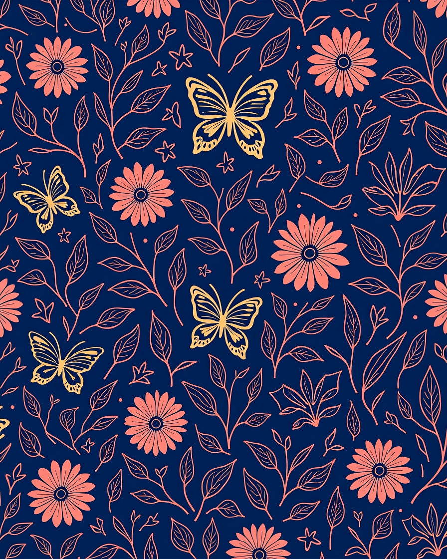 Floral Butterfly Pattern Design Rug