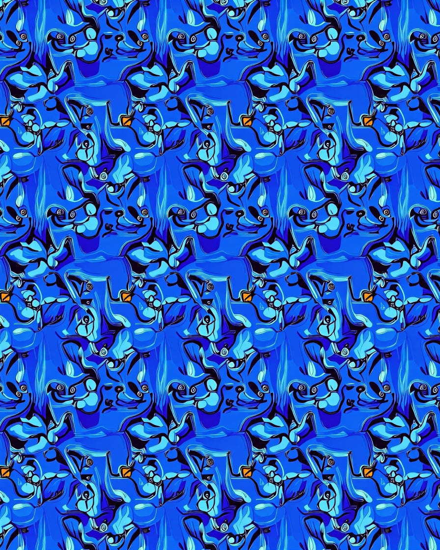 Vibrant Blue Abstract Animal All-Over Rug