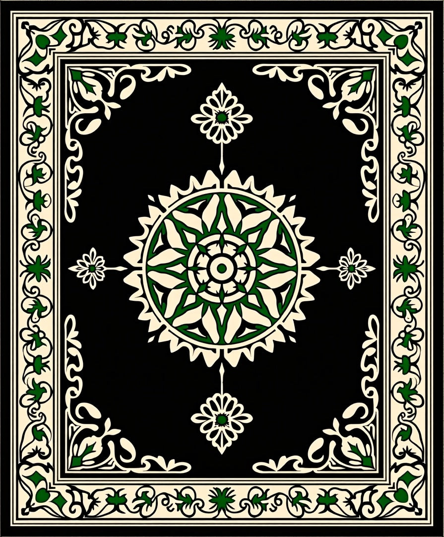 Ornate Floral Mandala Pattern Rug