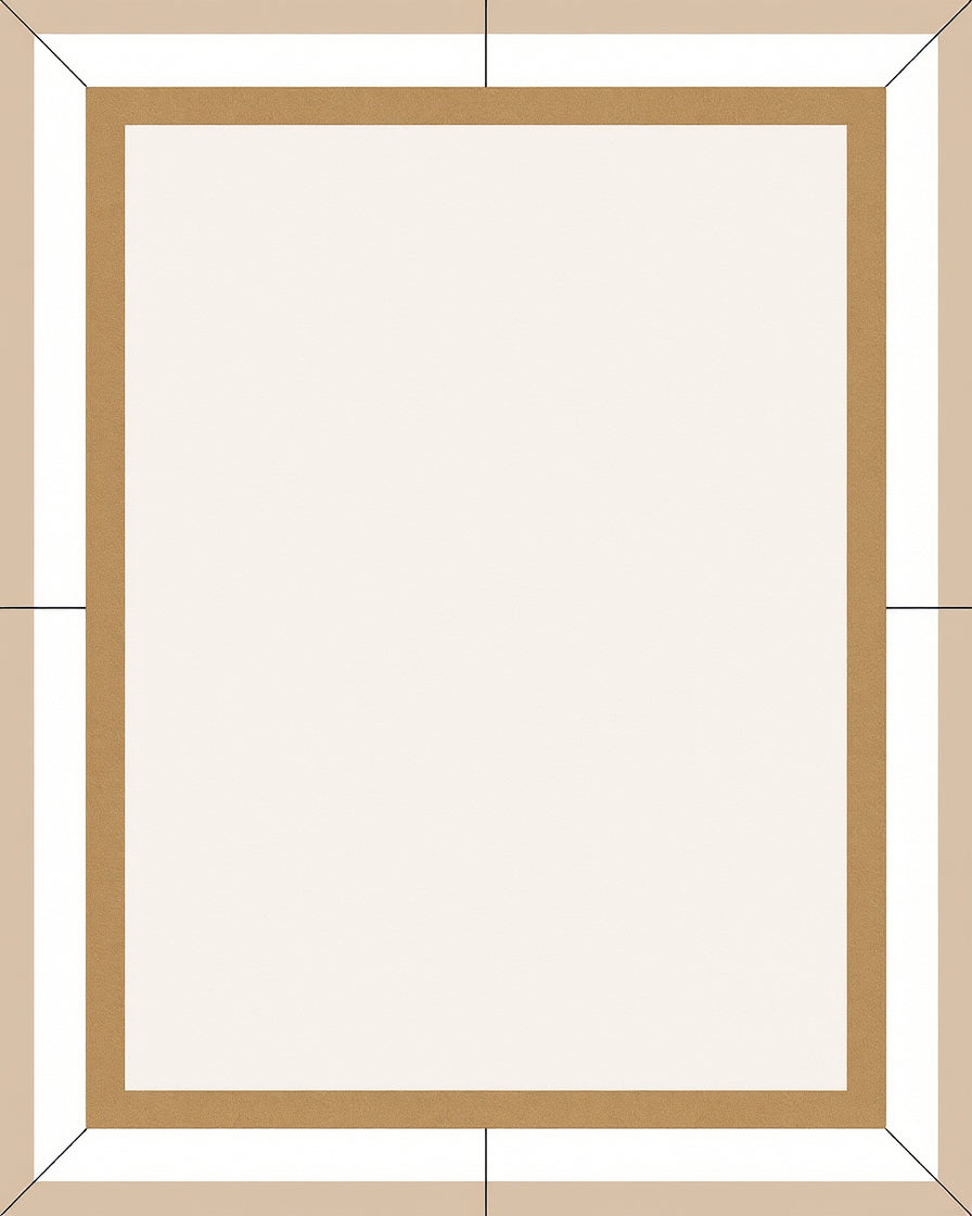 Minimalist Cream Tan Border Rug