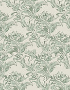 Vintage Green Floral Scroll Pattern Rug