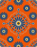 Bold Blue Floral Orange Pattern Rug