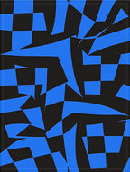 Abstract Blue Black Jagged Pattern Rug
