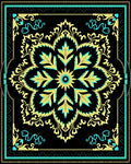 Elegant Black Gold Teal Mandala Design Rug