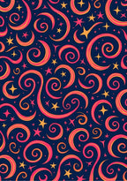 Whimsical Swirls Stars Pattern Rug