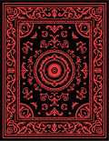 Bold Red Floral Ornamental Design Rug