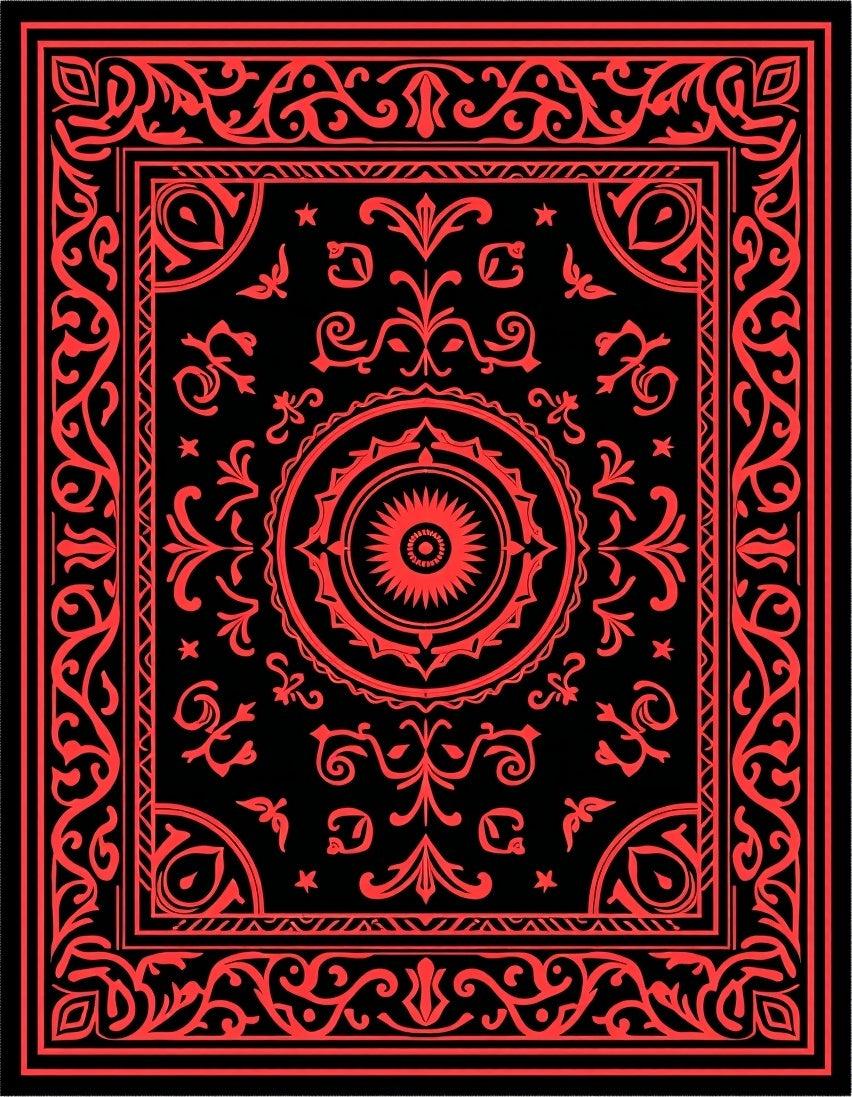 Bold Red Floral Ornamental Design Rug