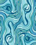 Abstract Blue Swirl Pattern Rug