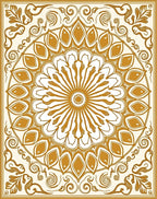 Golden Sunburst Mandala Pattern Rug