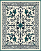 Elegant Floral Scroll Work Design Rug
