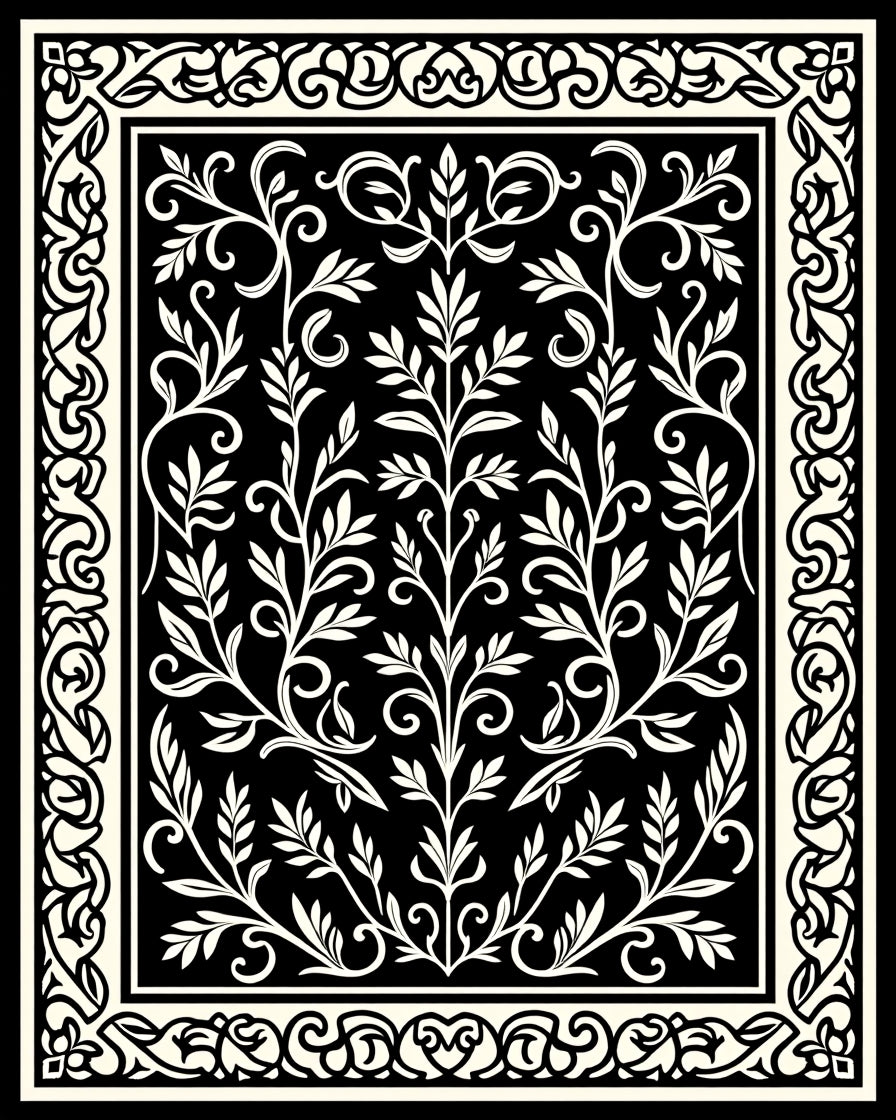 Classic Floral Vine Intricate Design Rug