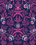 Whimsical Pink Eye Botanical Navy Rug