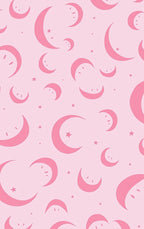 Pink Crescent Moon Star Pattern Rug