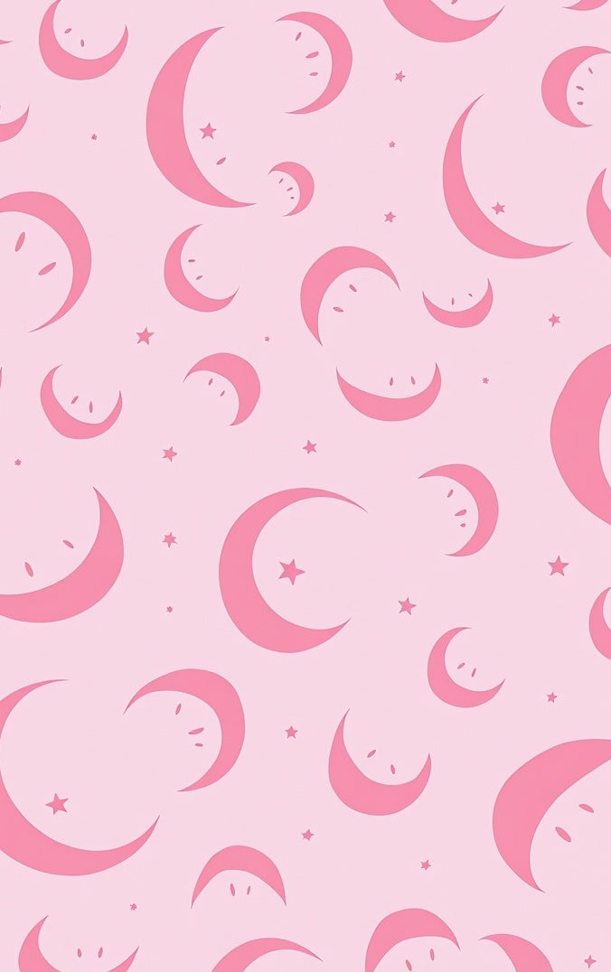 Pink Crescent Moon Star Pattern Rug