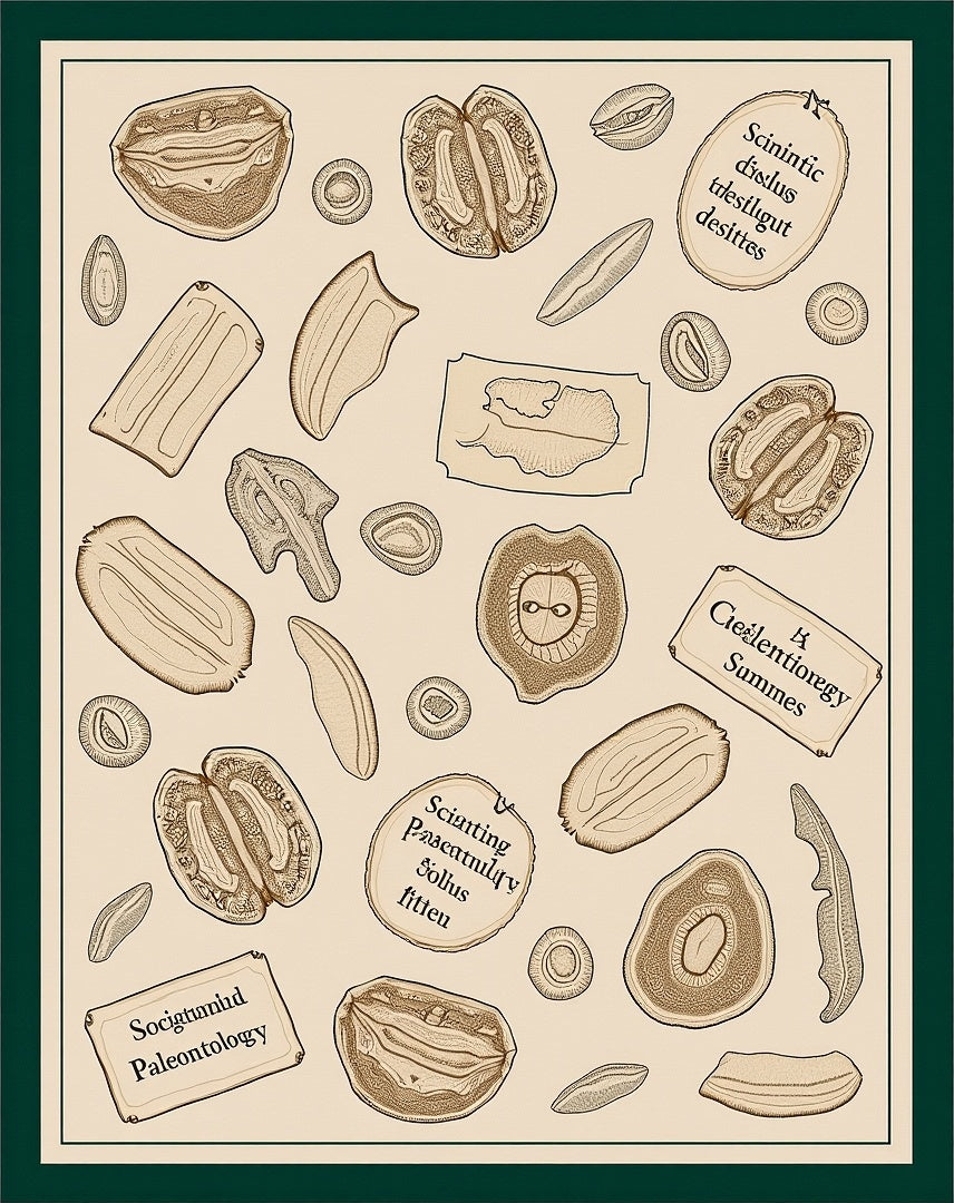 Specimen Study Sepia Tone Scientific Pattern Rug