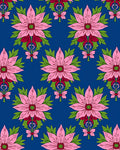 Pink Floral Garden Blue Rug