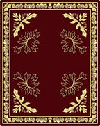 Crimson Botanical Scrollwork Surround Rug