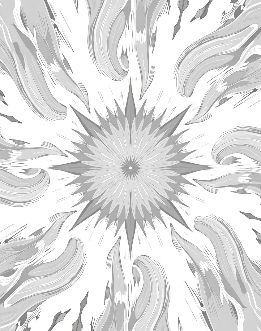 Gray Starburst Swirl Organic Design Rug