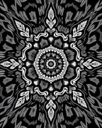 Monochromatic Radial Leaf Pattern Rug