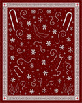 Crimson White Festive Snowflake Candy Cane Rug