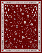 Crimson White Festive Snowflake Candy Cane Rug