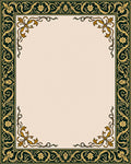 Ornate Gold Floral Scroll Border Rug