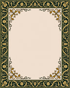 Ornate Gold Floral Scroll Border Rug
