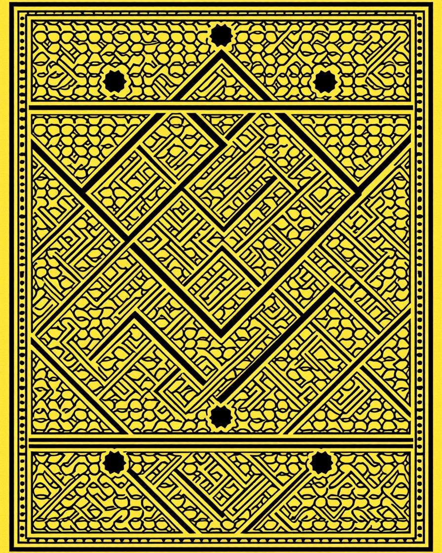 Geometric Maze With Black Accents Rug