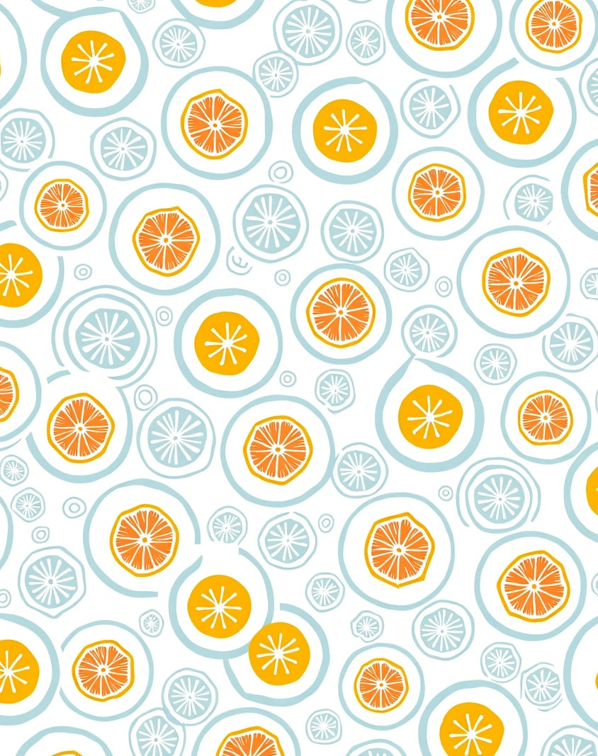 Whimsical Citrus Round Pattern Print Rug