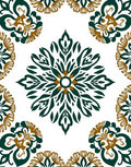 Elegant Deep Green Gold Floral Medallion Rug