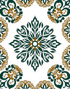 Elegant Deep Green Gold Floral Medallion Rug