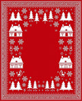 Festive Red Winter Wonderland Scene Rug
