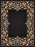 Black Floral Red Swirls Rug