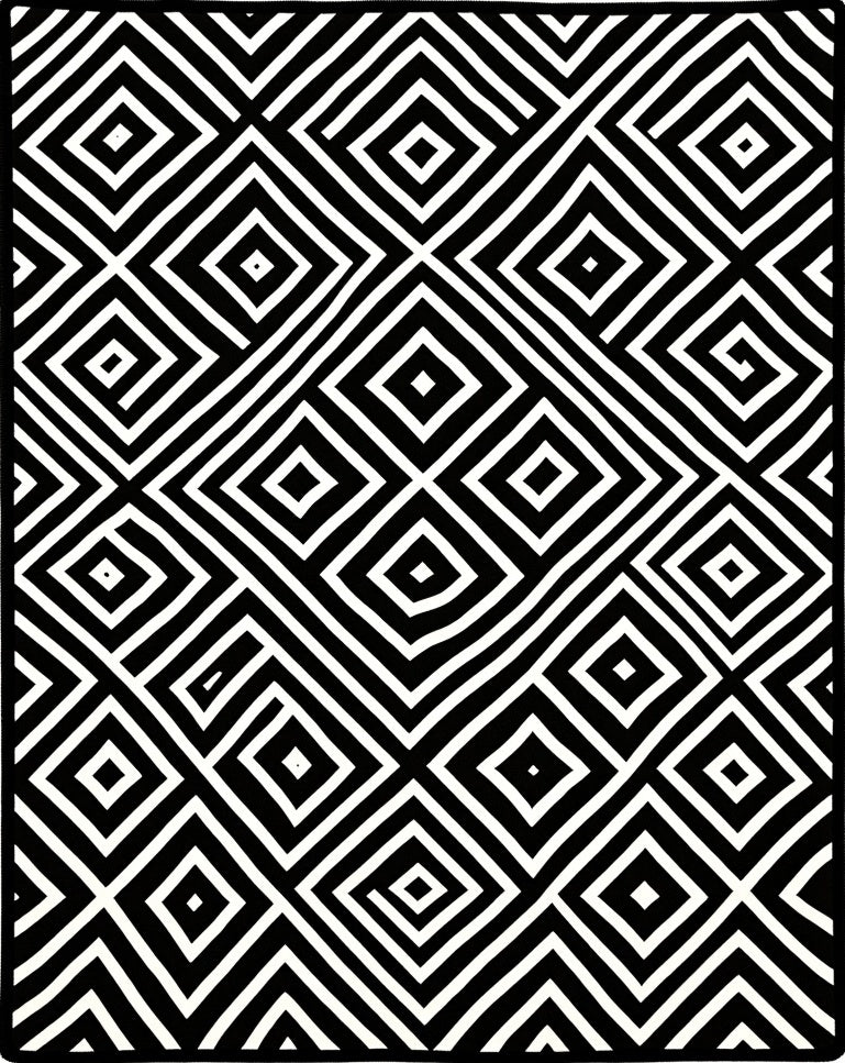 Bold Black White Diamond Pattern Rug
