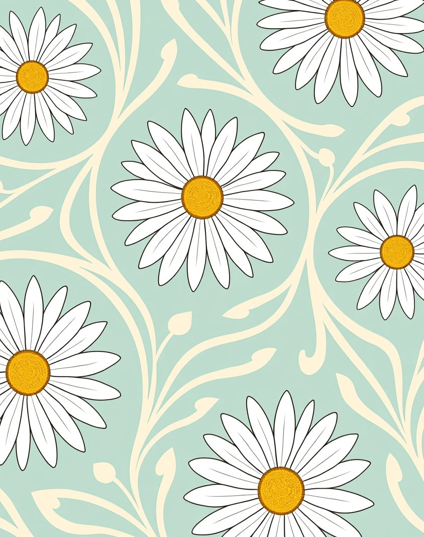 Delicate White Daisy Floral Pattern Rug