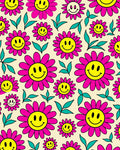 Groovy Flower Power Smiley Faces Rug