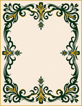 Ornate Floral Dark Green Yellow Design Rug