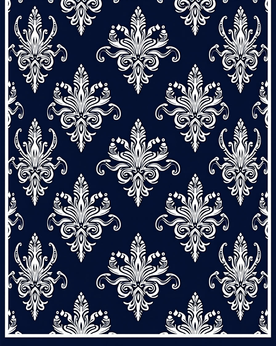 Classic Damask Floral Pattern Rug