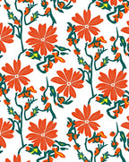 Bold Orange Floral Vine Design Rug