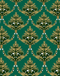 Emerald and Gold Leaf Ornament Rug